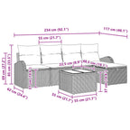 Sofa Set mit Kissen mit Speicher Braun und Rot Poly-Rattan