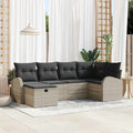 Sofa Set mit Kissen mit Speicher 6 pcs Hellgrau Poly-Rattan