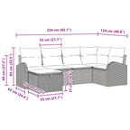 Sofa Set mit Kissen 6 pcs Braun und Rot Poly-Rattan