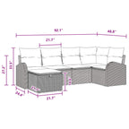 Sofa Set mit Kissen 6 pcs Braun und Rot Poly-Rattan