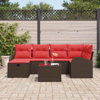 Sofa Set mit Kissen mit Speicher Braun und Rot Poly-Rattan