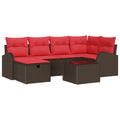 Sofa Set mit Kissen mit Speicher Braun und Rot Poly-Rattan