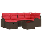 Sofa Set mit Kissen mit Speicher Braun und Rot Poly-Rattan