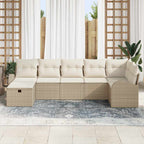 Sofa Set mit Kissen mit Speicher Beige und Creme Poly-Rattan
