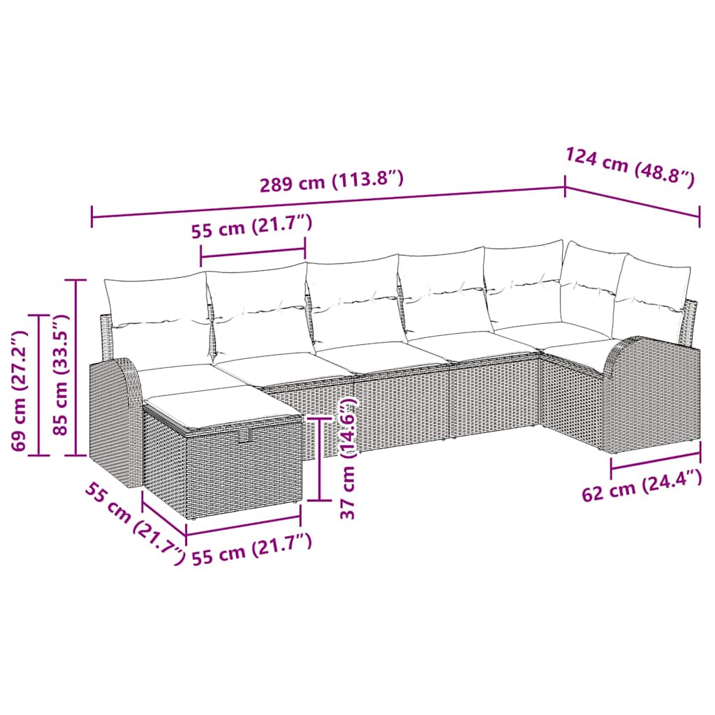 Sofa Set mit Kissen mit Speicher Beige und Creme Poly-Rattan