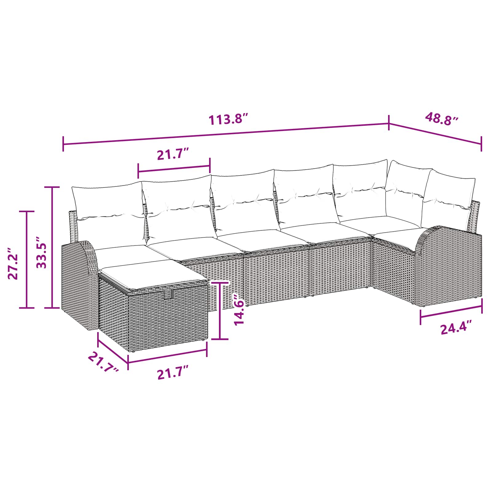 Sofa Set mit Kissen mit Speicher Braun und Rot Poly-Rattan