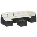 Sofa Set mit Kissen mit Speicher Schwarz und Creme Poly-Rattan