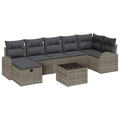 Sofa Set mit Kissen mit Speicher Grau Poly-Rattan