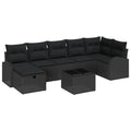 Sofa Set mit Kissen mit Speicher 8 pcs Schwarz Poly-Rattan