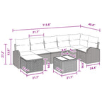 Sofa Set mit Kissen 8 pcs Braun und Rot Poly-Rattan
