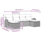 Sofa Set mit Kissen 6 pcs Braun und Rot Poly-Rattan