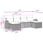 Sofa Set mit Kissen 6 pcs Braun und Rot Poly-Rattan