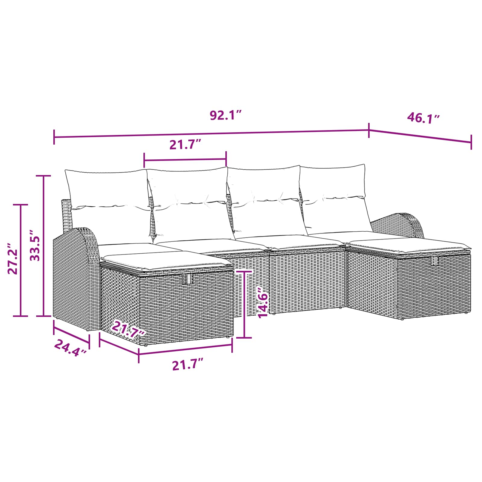 Sofa Set mit Kissen 6 pcs Braun und Rot Poly-Rattan
