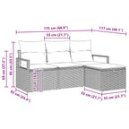 Sofa Set mit Kissen mit Speicher 4 pcs Hellgrau Poly-Rattan