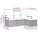 Sofa Set mit Kissen 4 pcs Braun und Rot Poly-Rattan