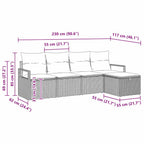 Sofa Set mit Kissen mit Speicher Hellgrau Poly-Rattan