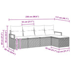 Sofa Set mit Kissen 5 pcs Schwarz und Türkis Poly-Rattan