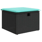 Sofa Set mit Kissen 6 pcs Schwarz und Türkis Poly-Rattan