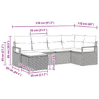 Sofa Set mit Kissen mit Speicher Schwarz und Creme Poly-Rattan