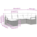 Sofa Set mit Kissen 6 pcs Schwarz und Türkis Poly-Rattan