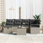 Sofa Set mit Kissen mit Speicher 7 pcs Hellgrau Poly-Rattan