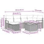 Sofa Set mit Kissen Grau und Marineblau Poly-Rattan