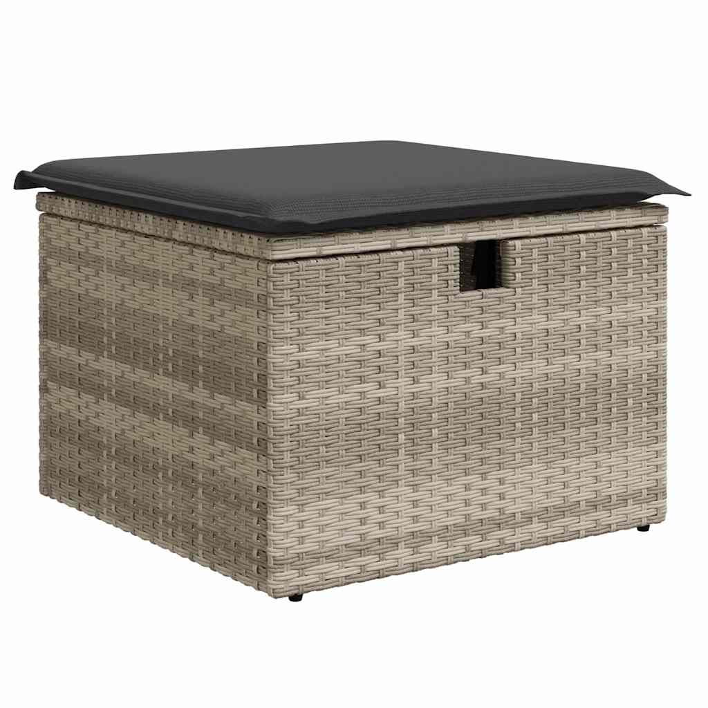 Sofa Set mit Kissen mit Speicher 7 pcs Hellgrau Poly-Rattan