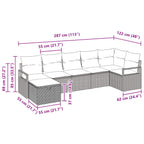 Sofa Set mit Kissen 7 pcs Braun und Rot Poly-Rattan