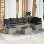 Sofa Set mit Kissen mit Speicher 8 pcs Hellgrau Poly-Rattan