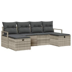 Sofa Set mit Kissen mit Speicher 6 pcs Hellgrau Poly-Rattan