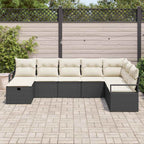 Sofa Set mit Kissen 8 pcs Schwarz und Creme Poly-Rattan