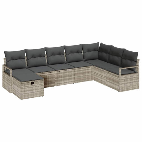 Sofa Set mit Kissen mit Speicher Hellgrau Poly-Rattan