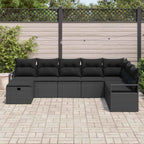 Sofa Set mit Kissen mit Speicher 8 pcs Schwarz Poly-Rattan