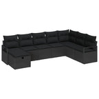 Sofa Set mit Kissen mit Speicher 8 pcs Schwarz Poly-Rattan