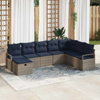 Sofa Set mit Kissen mit Speicher 8 pcs Grau Poly-Rattan