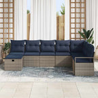 Sofa Set mit Kissen mit Speicher 8 pcs Grau Poly-Rattan