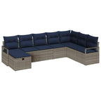 Sofa Set mit Kissen mit Speicher 8 pcs Grau Poly-Rattan