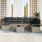 Sofa Set mit Kissen mit Speicher 9 pcs Hellgrau Poly-Rattan