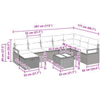 Sofa Set mit Kissen mit Speicher 9 pcs Braun Poly-Rattan