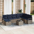 Sofa Set mit Kissen mit Speicher 9 pcs Grau Poly-Rattan