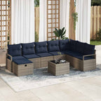 Sofa Set mit Kissen mit Speicher 9 pcs Grau Poly-Rattan