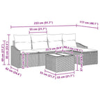 Sofa Set mit Kissen mit Speicher Grau Poly-Rattan