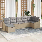 Sofa Set mit Kissen mit Speicher Beige Poly-Rattan