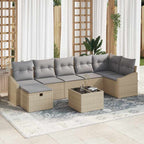 Sofa Set mit Kissen mit Speicher Beige Poly-Rattan