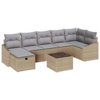 Sofa Set mit Kissen mit Speicher Beige Poly-Rattan