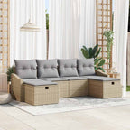 Garten-Sofa-Set mit Kissen 6 pcs Beige Poly Rattan