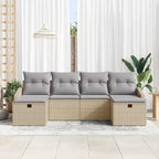 Garten-Sofa-Set mit Kissen 6 pcs Beige Poly Rattan