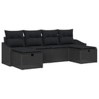 Gartensofa-set mit Kissen mit Speicher 6 pcs Poly-Rattan