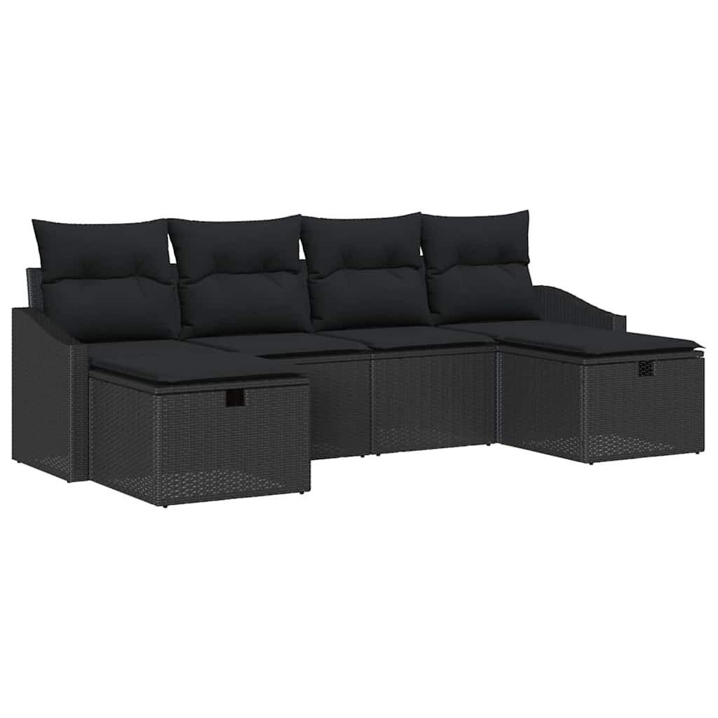Gartensofa-set mit Kissen mit Speicher 6 pcs Poly-Rattan