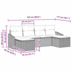 Gartensofa-set mit Kissen mit Speicher 6 pcs Poly-Rattan